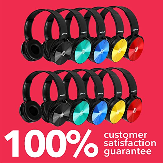 lassroom Headphones Bulk 5 Pack, Student On Ear Color Varieties, Comfy Swivel Earphones for Library, School, Airplane, Kids, for Online Learning and Travel, Noise Stereo Sound 3.5mm Jack (Black)