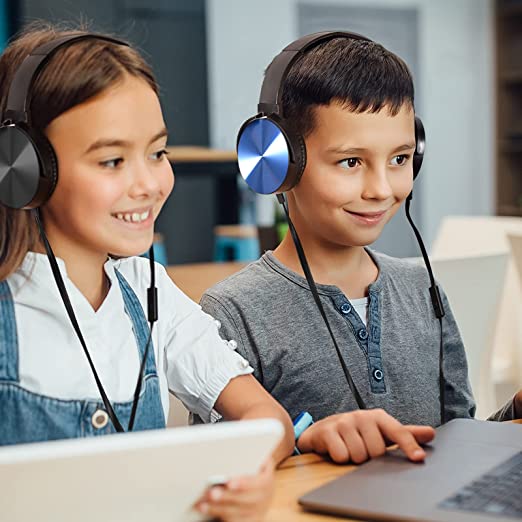 Premium Classroom Headphone & Mic Set by Sonitum- 3.5mm Jack Stereo Sound Earphones with Microphone & Soft Swivel On Ear Pads- Perfect for E-Learning, Meetings, Calls - Bulk Pack of 5 (Colorful)