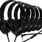 Classroom Headphones-Bulk 10-Pack, Student On Ear Comfy Swivel Earphones for Library, School, Airplane, Kids-for Online Learning and Travel, HQ Stereo Sound 3.5mm Jack (Black with Microphone)
